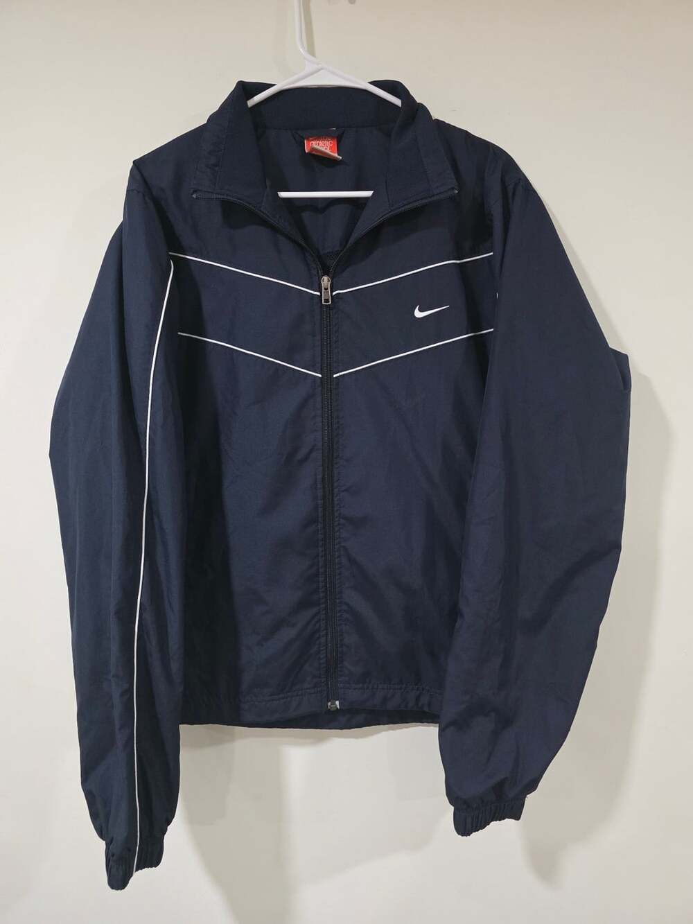Nike The Athletic Dept. Navy Blue White Stripe Full Zip Windbreaker Jacket